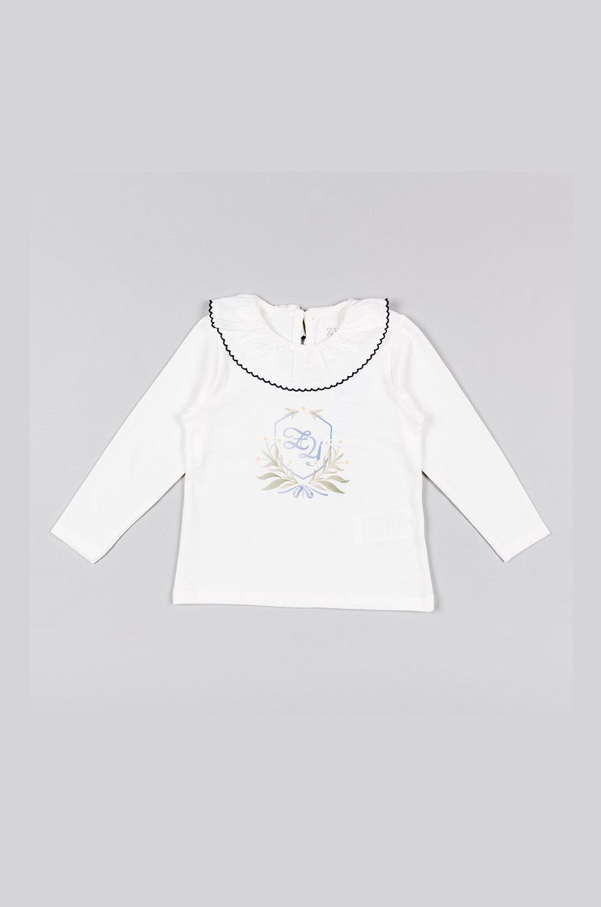 Dětské tričko s dlouhým rukávem zippy bílá barva - bílá -  95% Bavlna