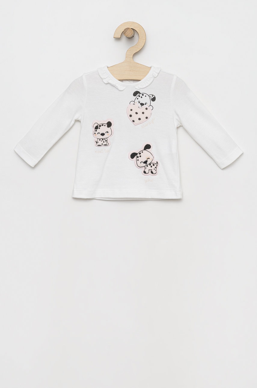 Birba&trybeyond bluza din bumbac pentru bebelusi culoarea alb, cu imprimeu