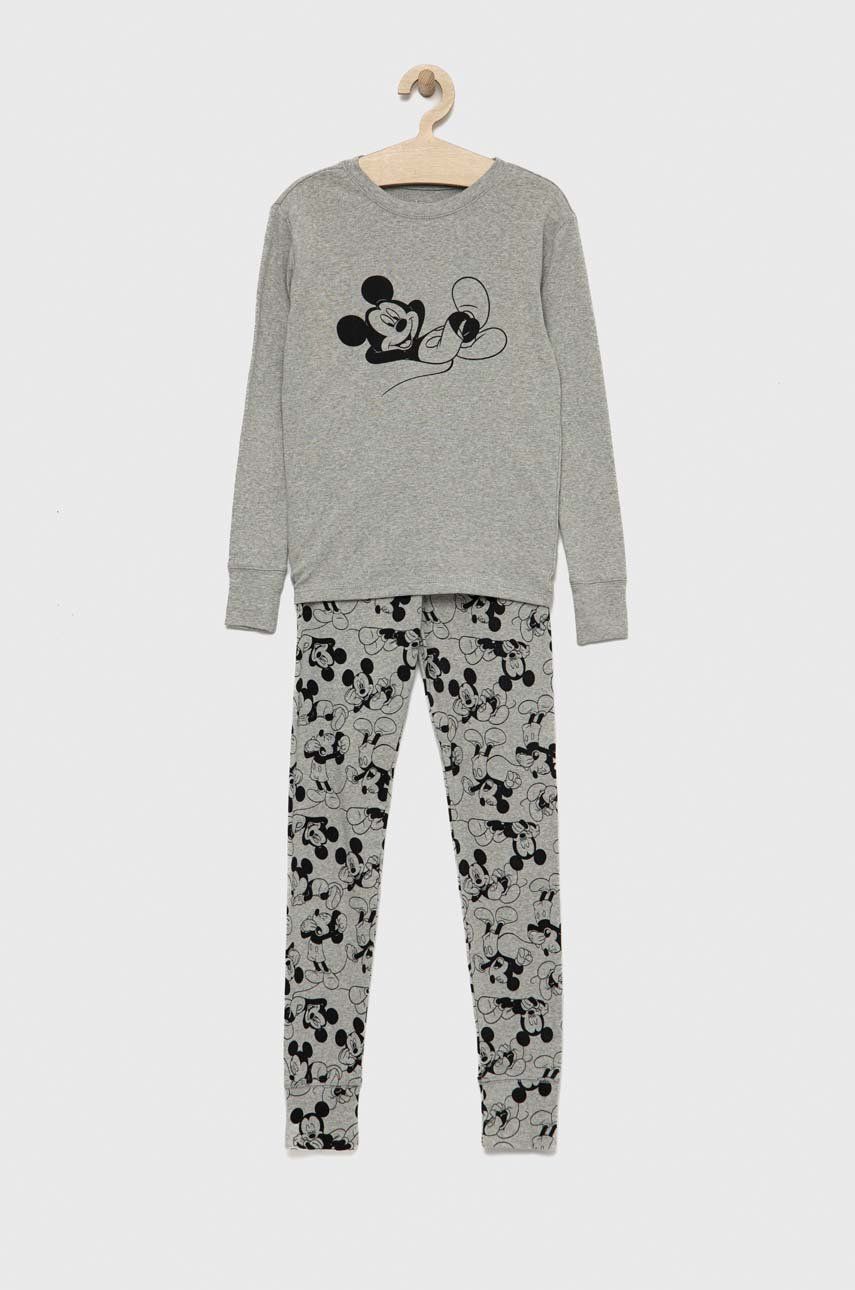 Detské bavlnené pyžamo GAP X Disney šedá farba, vzorované