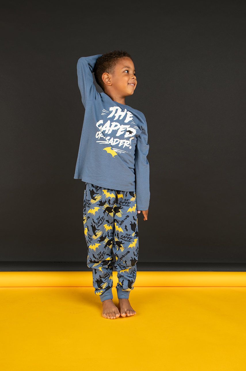 Coccodrillo pijamale de bumbac pentru copii culoarea albastru marin, modelator