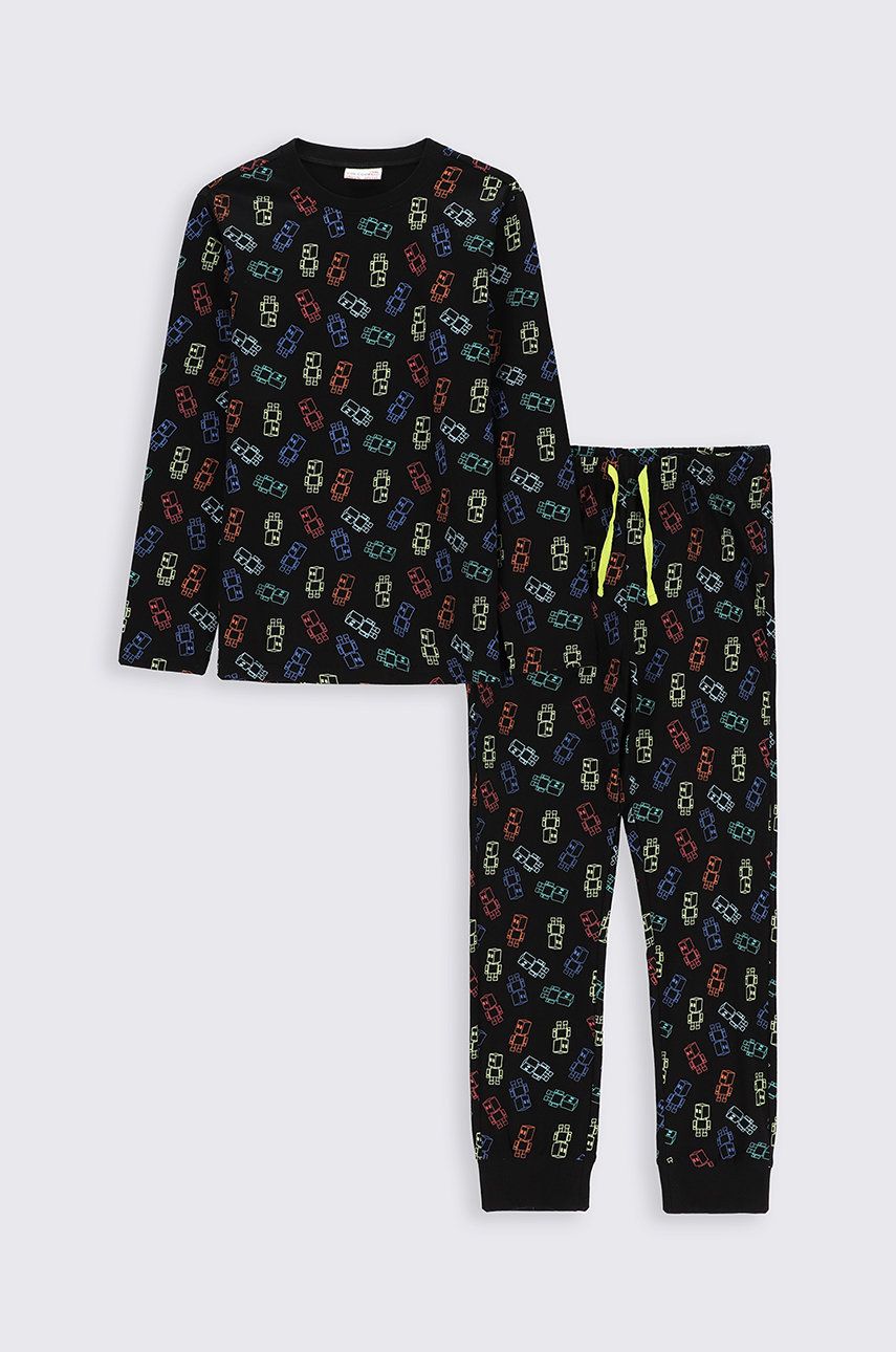 Coccodrillo pijamale de bumbac pentru copii culoarea negru, modelator