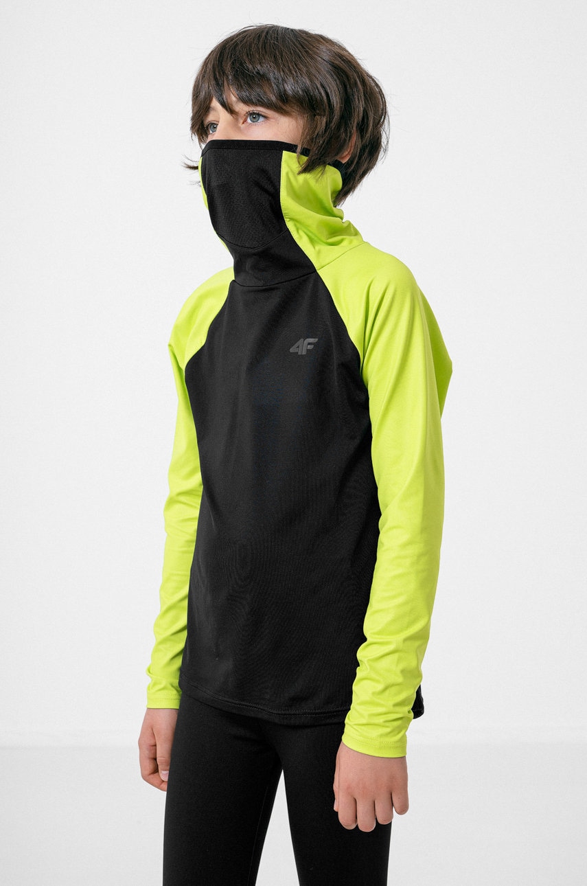 4F longsleeve functional pentru copii culoarea verde