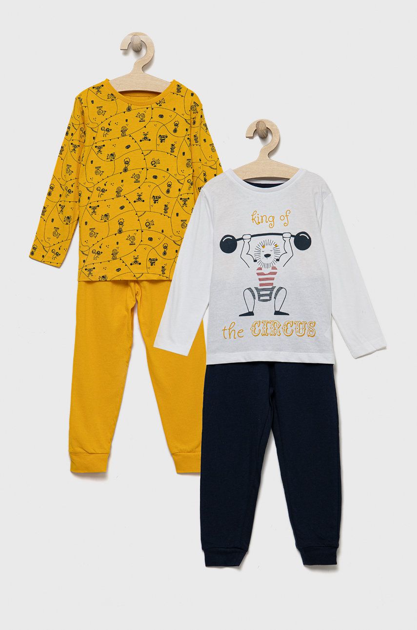 zippy pijama copii culoarea galben, modelator