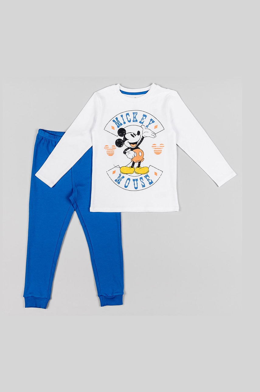Zippy pijamale de bumbac pentru copii culoarea alb, cu imprimeu