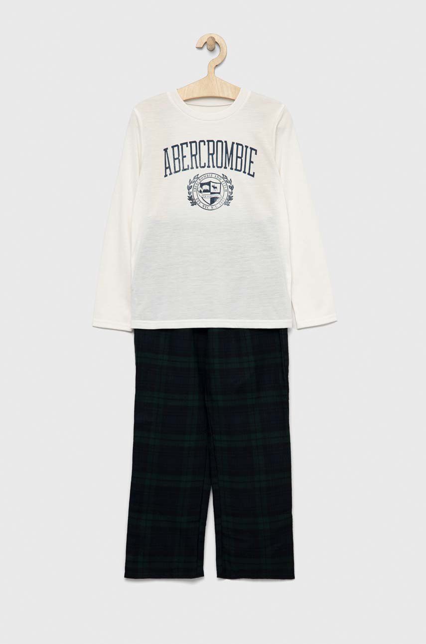 Detské pyžamo Abercrombie & Fitch zelená farba, vzorovaná