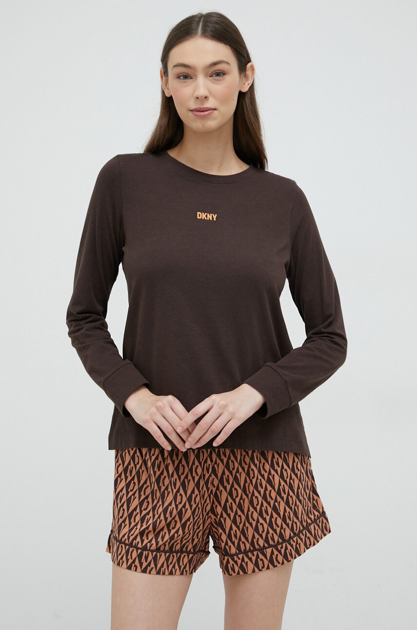 

Пижама Dkny дамска в кафяво, Кафяв