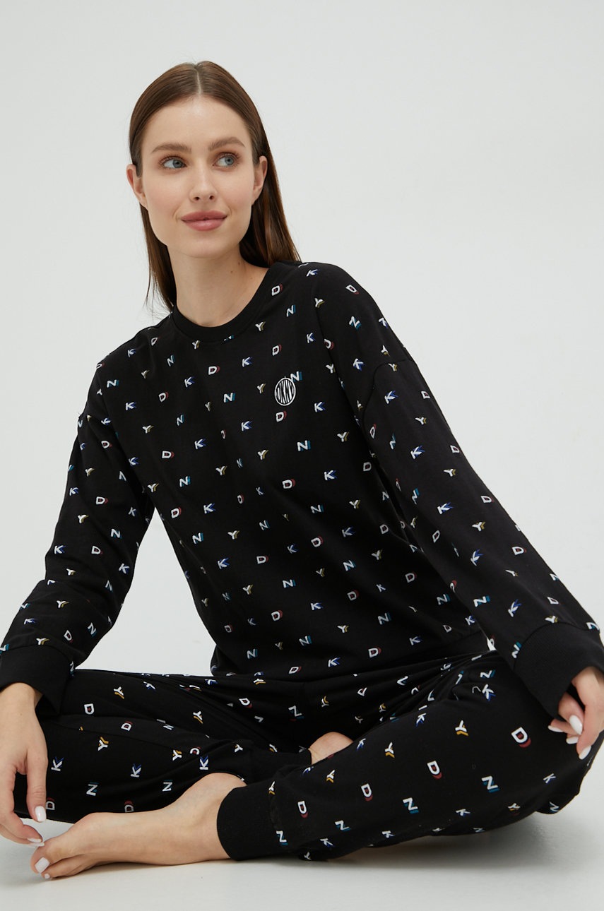 

Домашен комплект Dkny дамски в черно, Черен