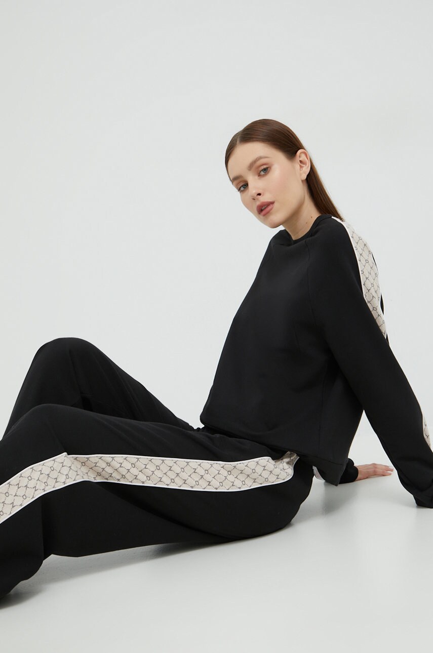 Dkny set - hanorac și pantaloni de pijama culoarea negru