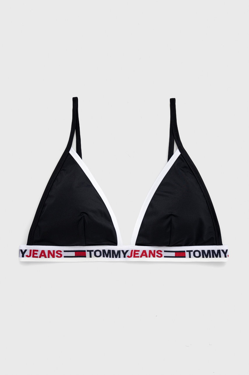 

Горнище на бански Tommy Hilfiger в черно с леко подплатена чашка, Черен