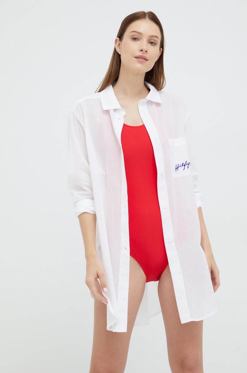 

Плажна риза Tommy Hilfiger в бяло, Бял