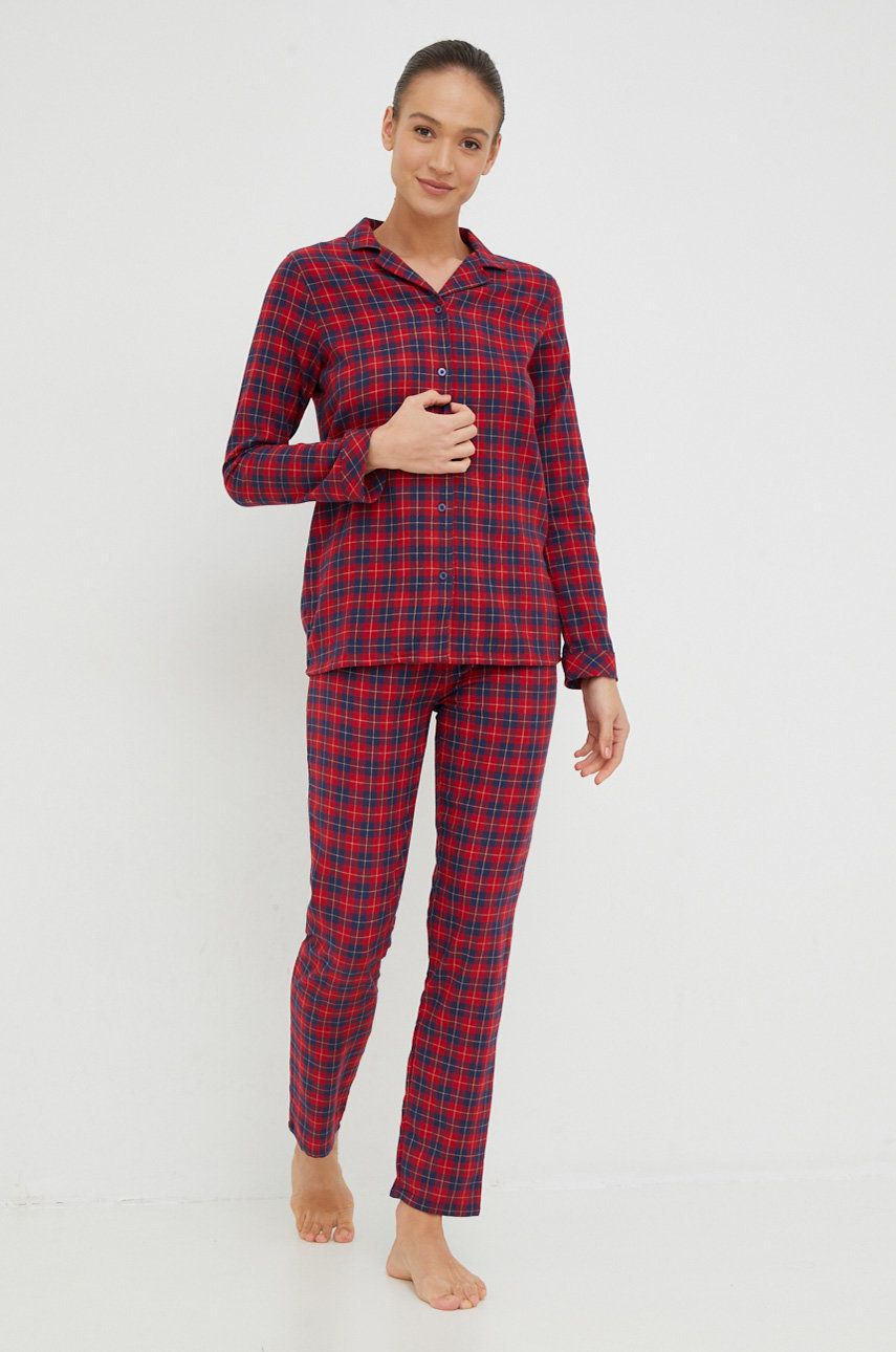 Tom Tailor pijamale de bumbac culoarea rosu, bumbac answear.ro