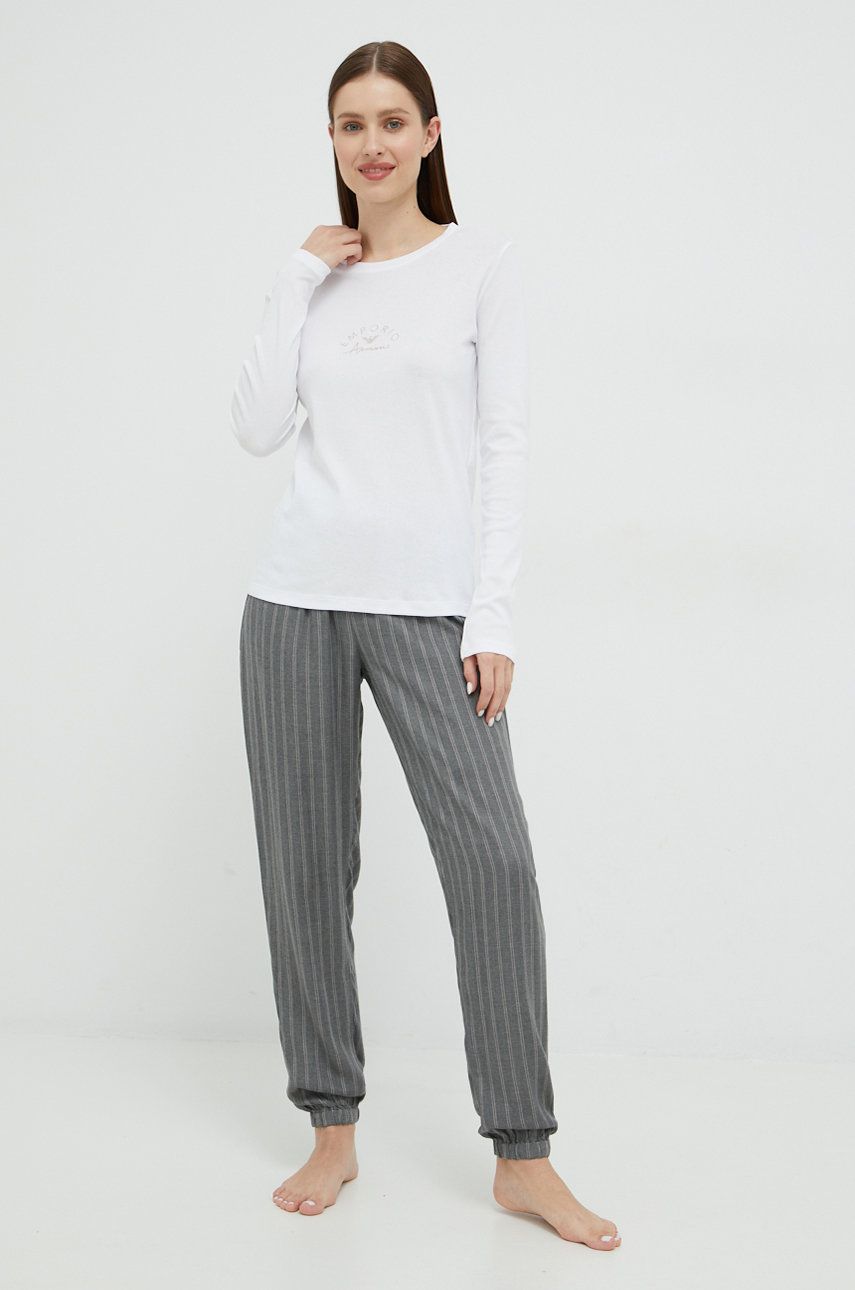 Emporio Armani Underwear pijama femei, culoarea gri answear.ro