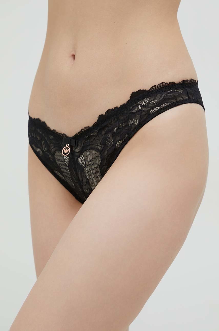 

Бикини тип бразилиана Emporio Armani Underwear в черно, Черен
