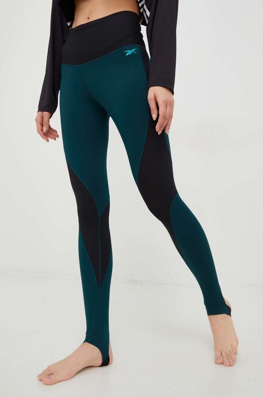 Reebok leggins sport thermowarm + graphene culoarea verde