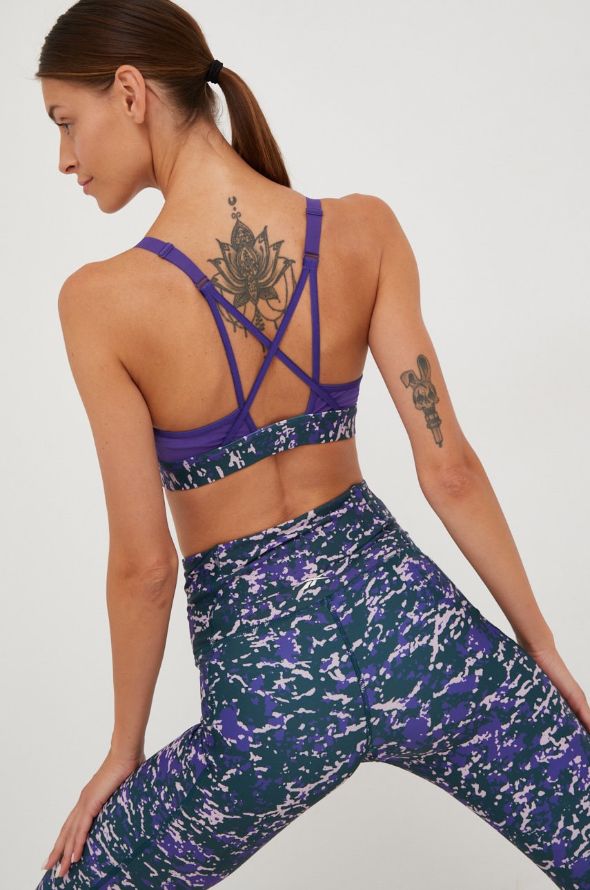 Reebok sutien sport lux speckle modern safari culoarea violet, modelator