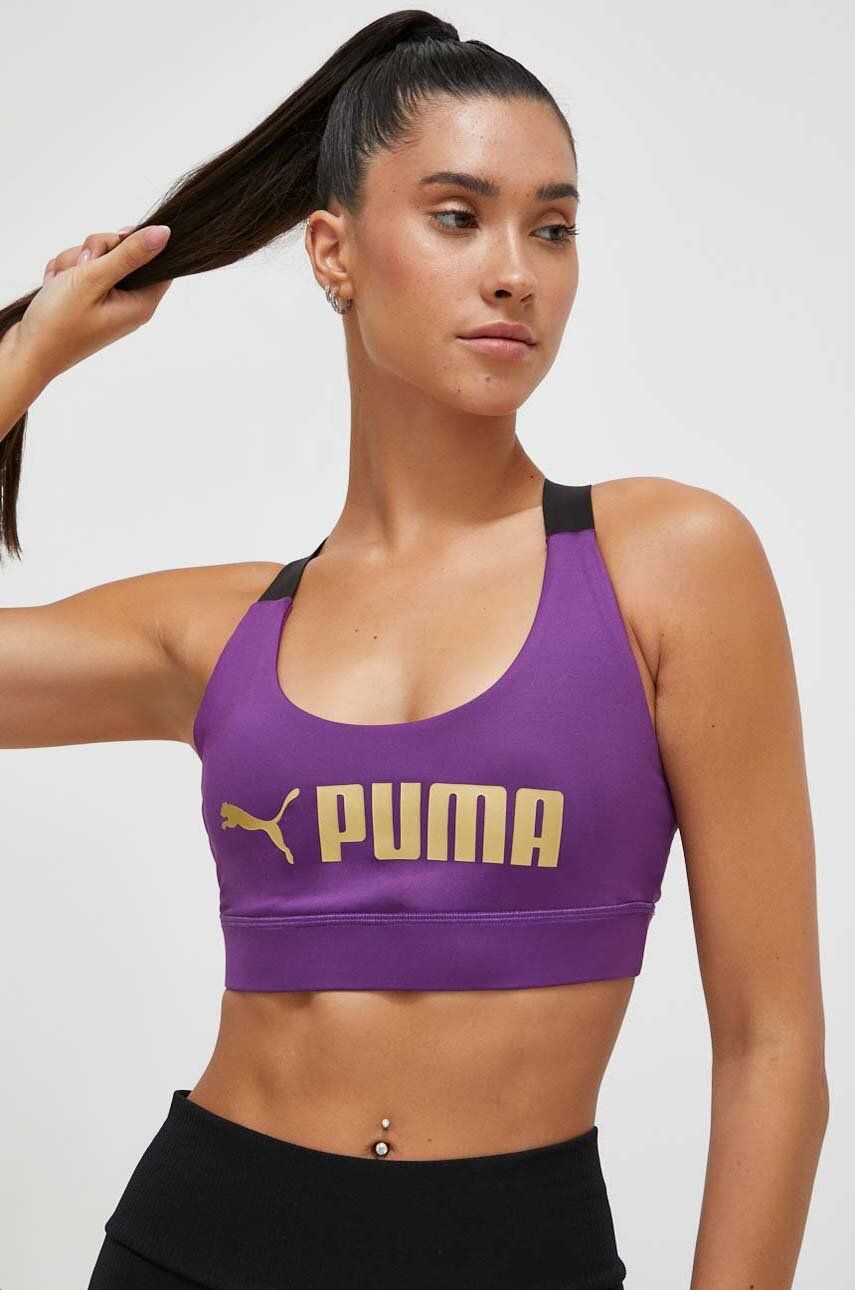 Sportovní podprsenka Puma Fit fialová barva