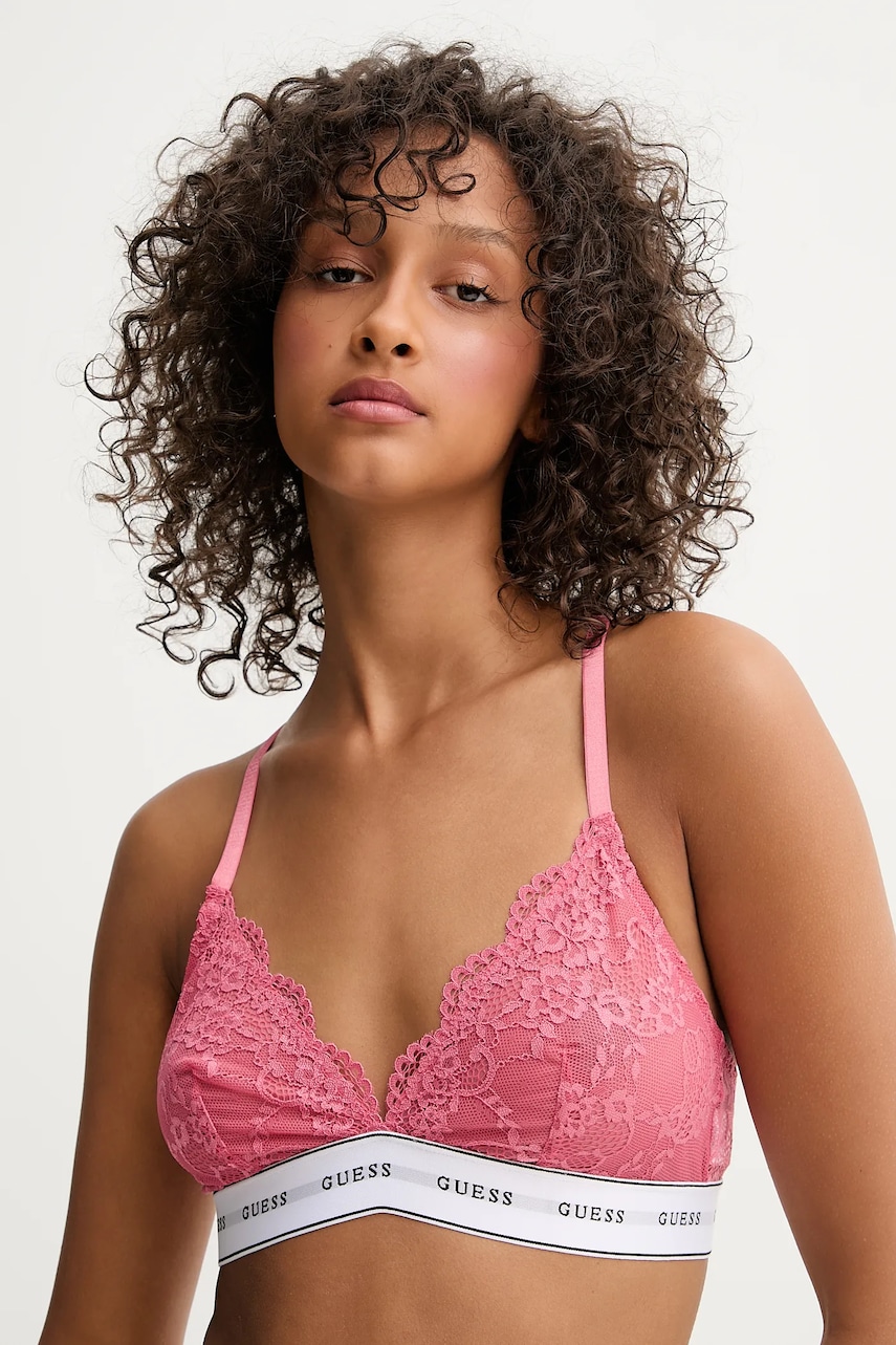 

Сутиен Guess BELLE в бежово от дантела с изчистен дизайн O97C02 KBBT0, Розов