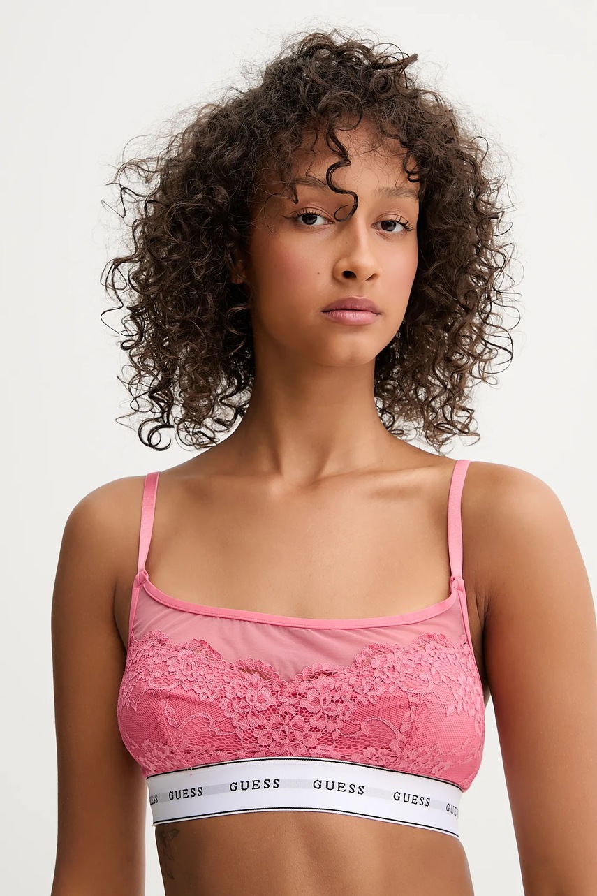

Сутиен Guess в розово от дантела с десен, Розов