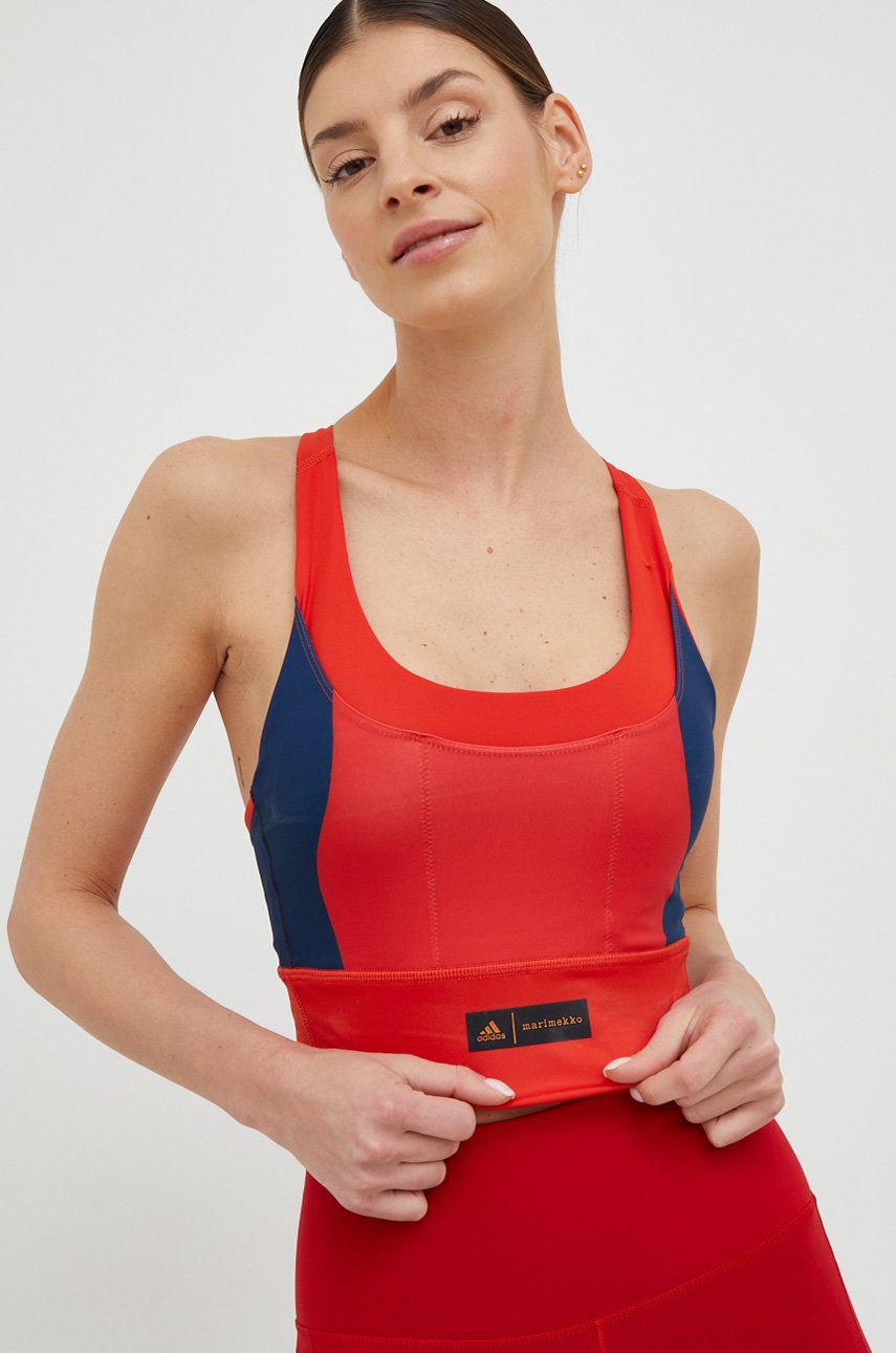 Adidas Performance sutien sport Marimekko culoarea rosu, modelator adidas imagine noua