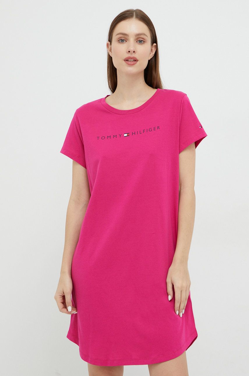 Tommy Hilfiger koszula piżamowa bawełniana kolor różowy bawełniana