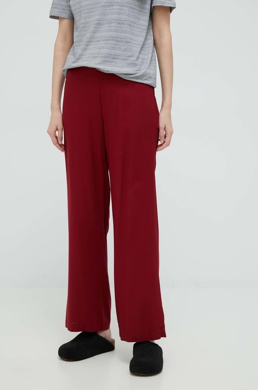 Pyžamové kalhoty Calvin Klein Underwear dámské, vínová barva - červená -  100% Viskóza