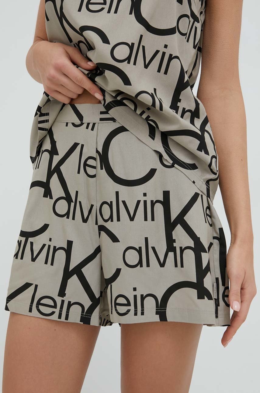 

Късо долнище на пижама Calvin Klein Underwear дамско в бежово, Сив