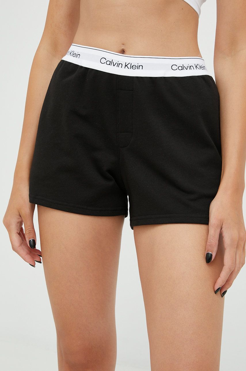 Levně Pyžamové šortky Calvin Klein Underwear dámské, černá barva, 000QS6871E