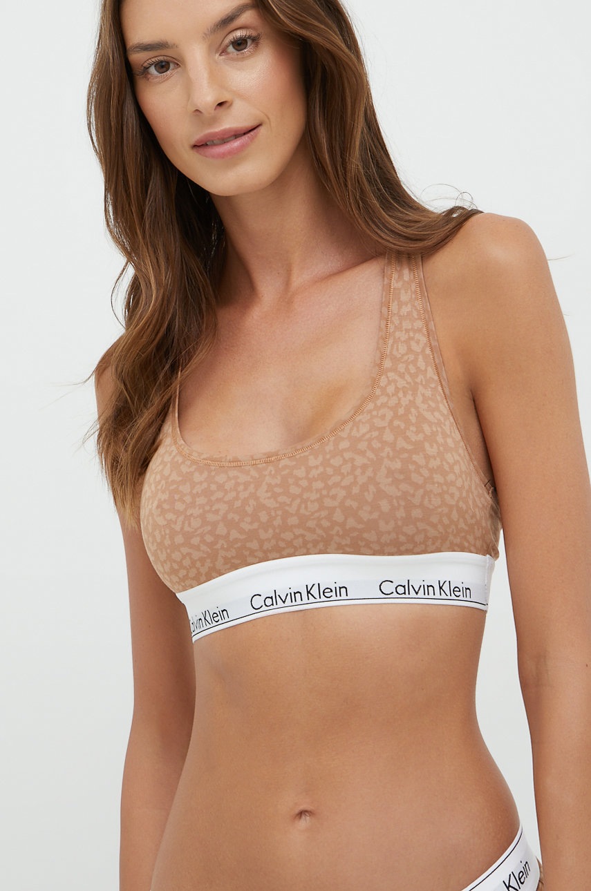 

Сутиен Calvin Klein Underwear в кафяво с десен, Кафяв