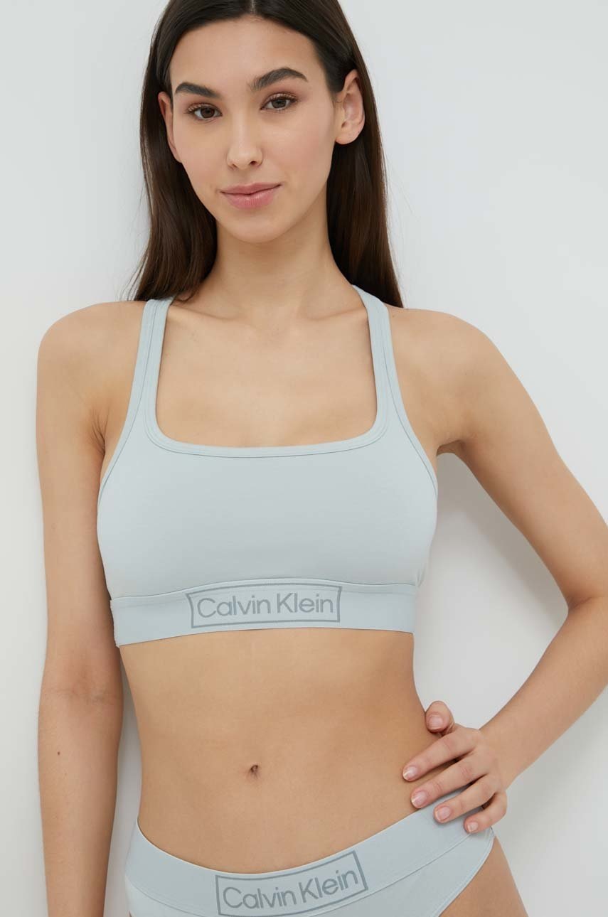 

Сутиен Calvin Klein Underwear в сиво с изчистен дизайн, Тюркоазен