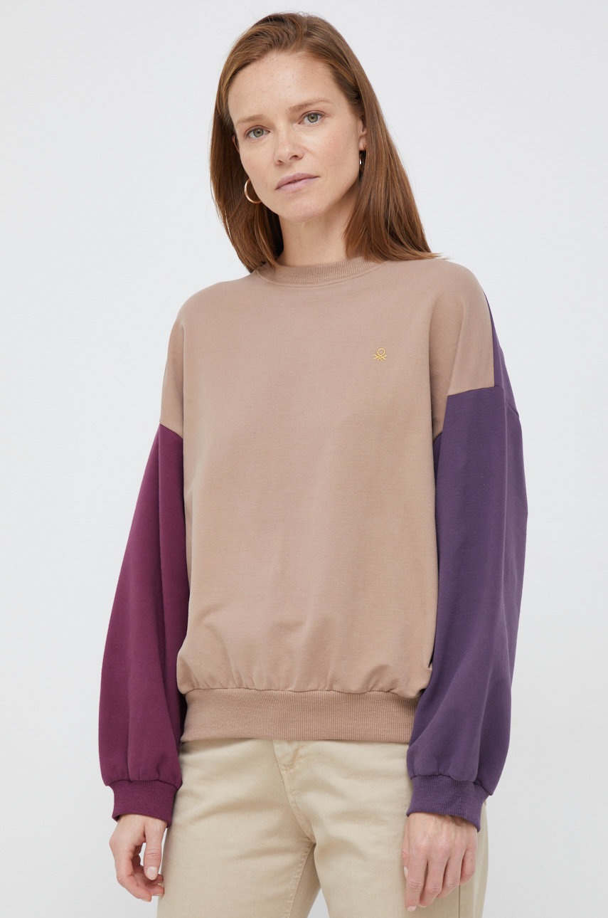 

Суичър United Colors of Benetton в бежово с изчистен дизайн, Бежов