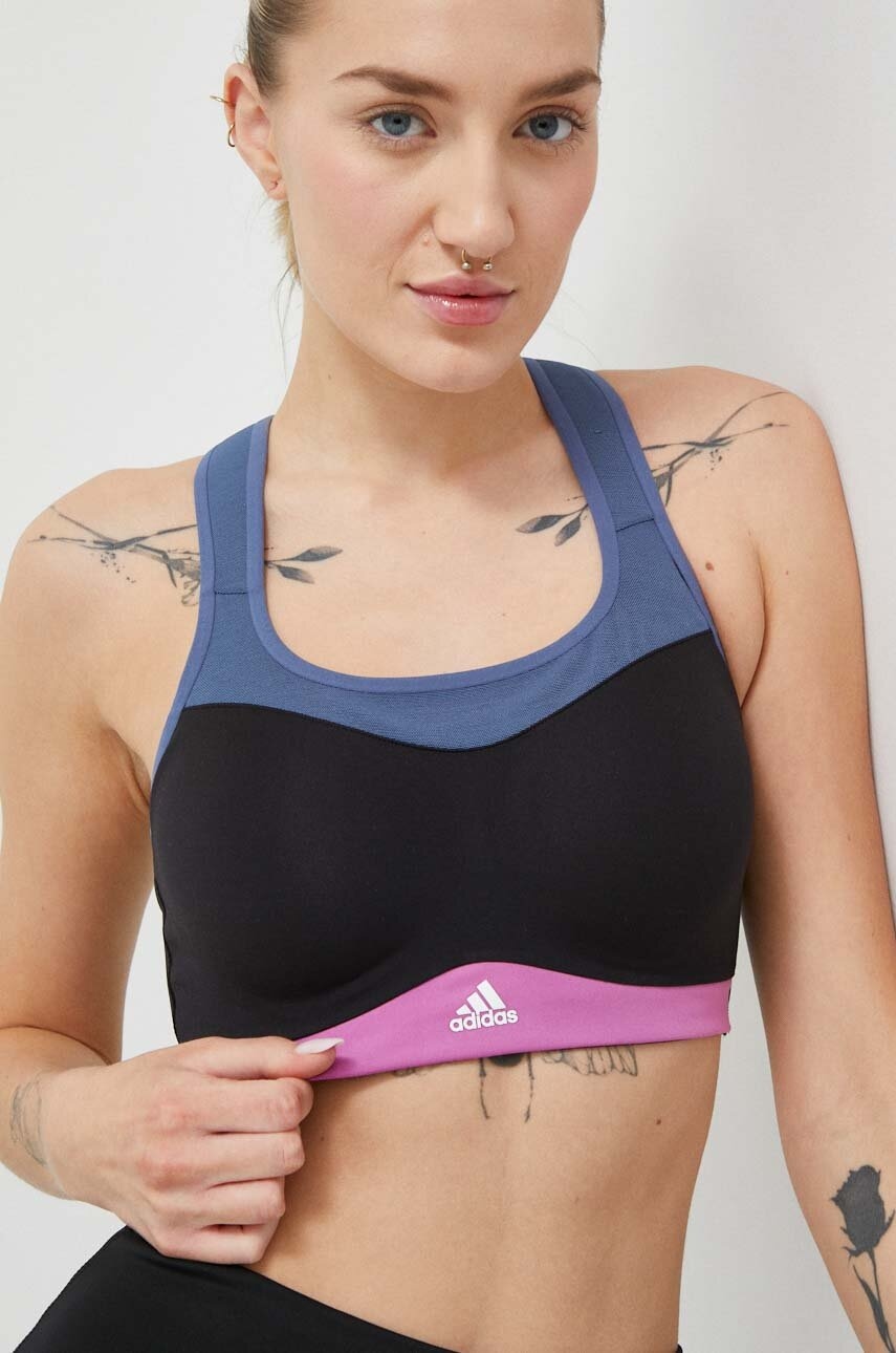 

Спортен сутиен adidas Performance в черно с десен, Черен
