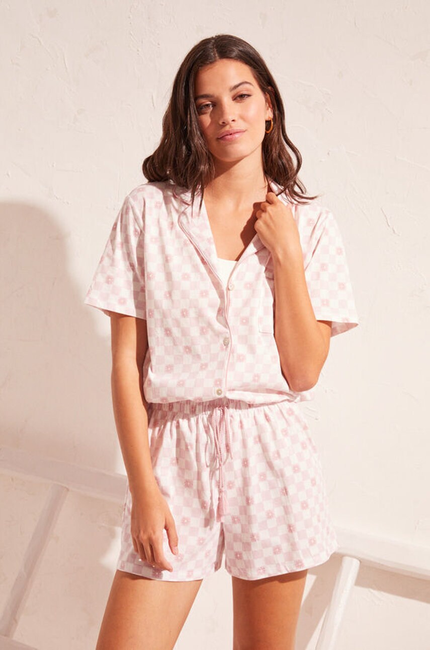 Women'secret pijamale de bumbac dh , culoarea galben, bumbac