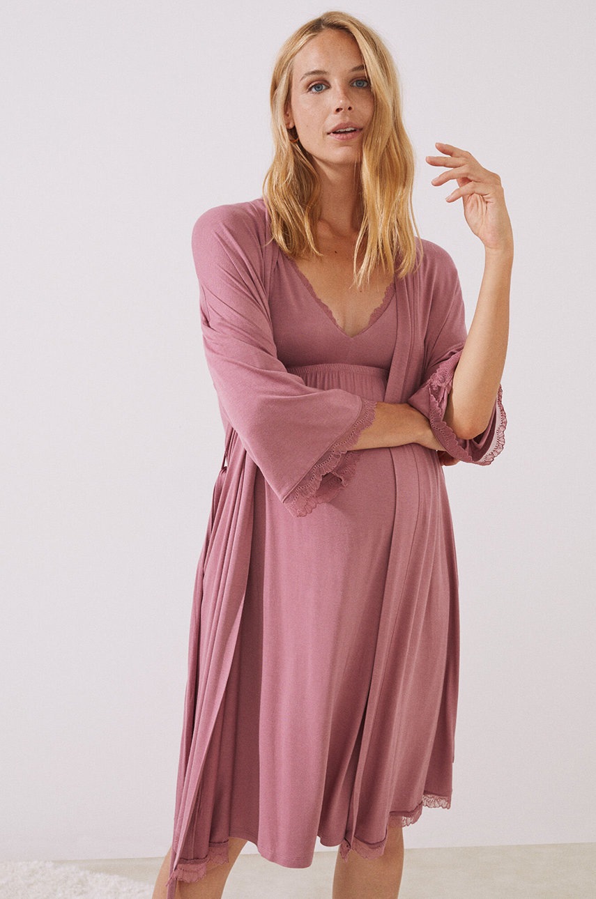 

Халат women'secret Maternity колір рожевий