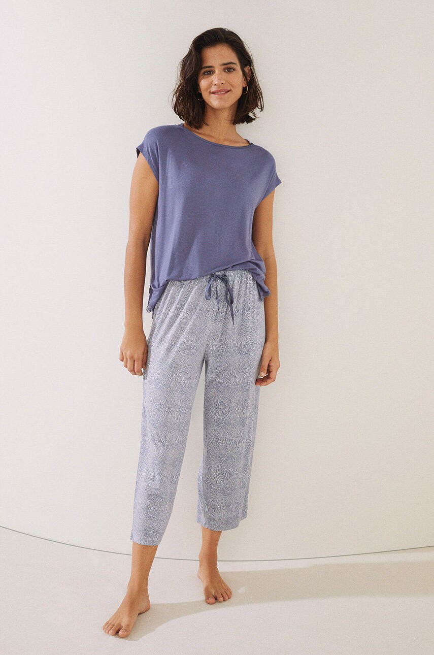 Women'secret pijama st femei, culoarea albastru marin