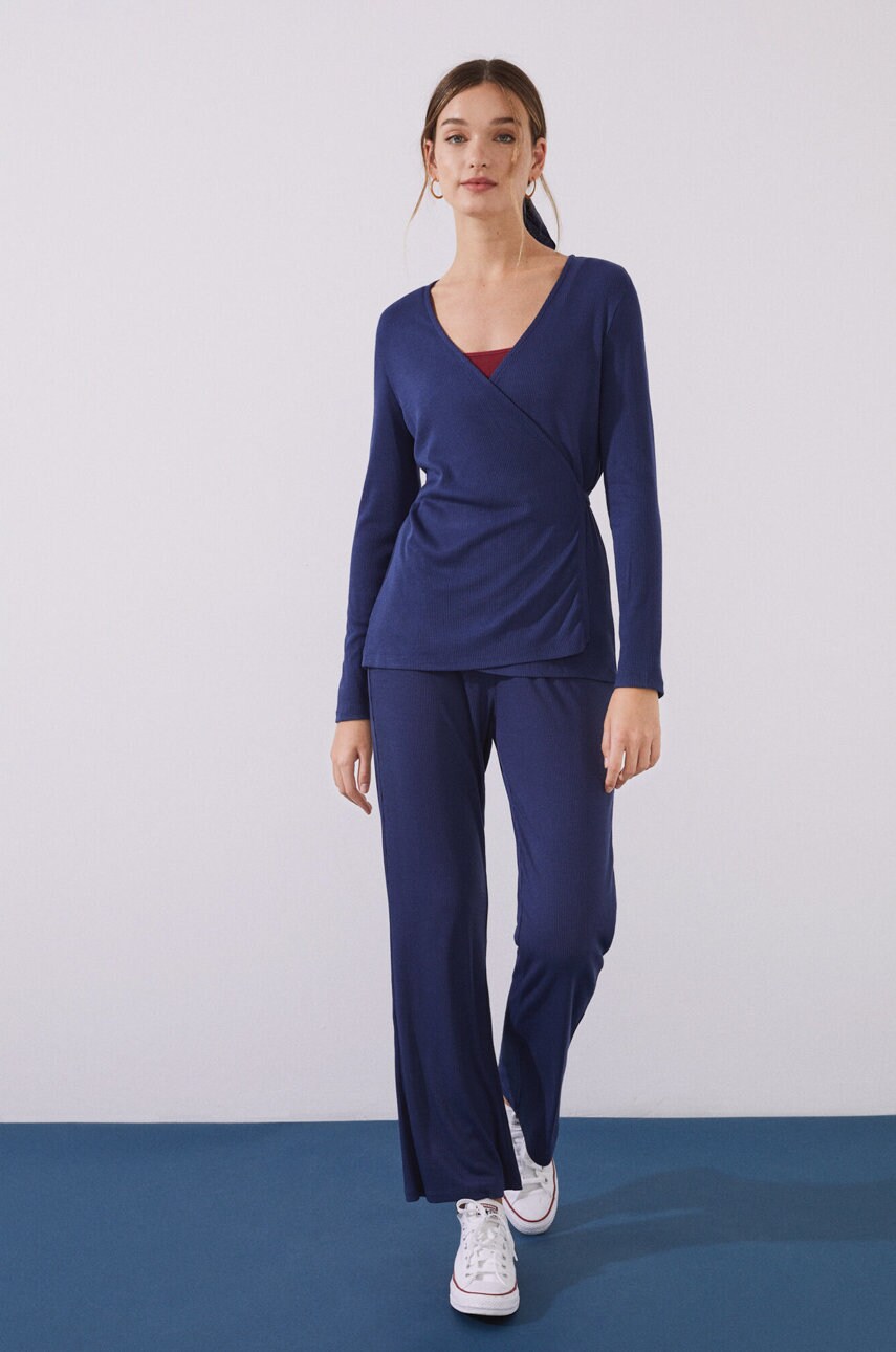 Women'secret pijama lifewear femei, culoarea albastru marin