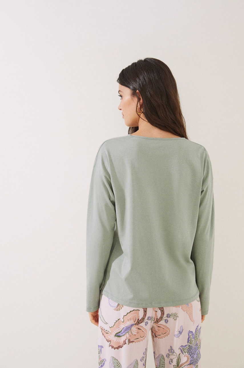 

Пижамный лонгслив women'secret Mix & Match цвет зелёный хлопковая