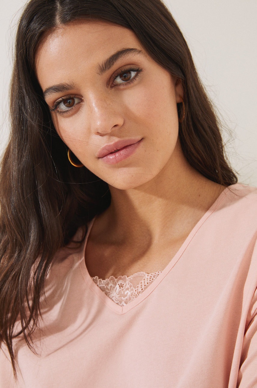 

Пижамный лонгслив women'secret Mix & Match цвет розовый хлопковая