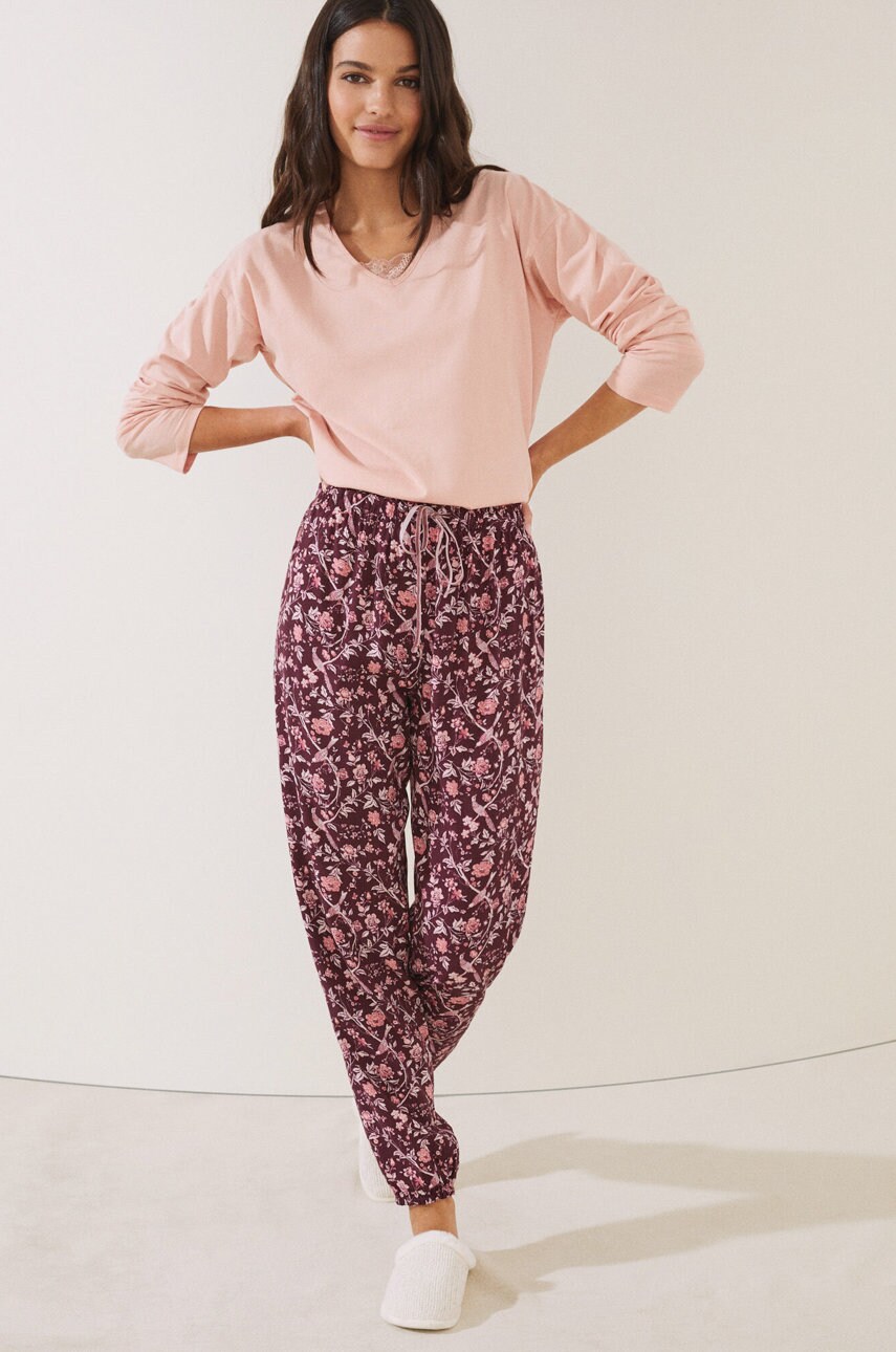Women'secret pantaloni de pijama mix & match femei, culoarea roz
