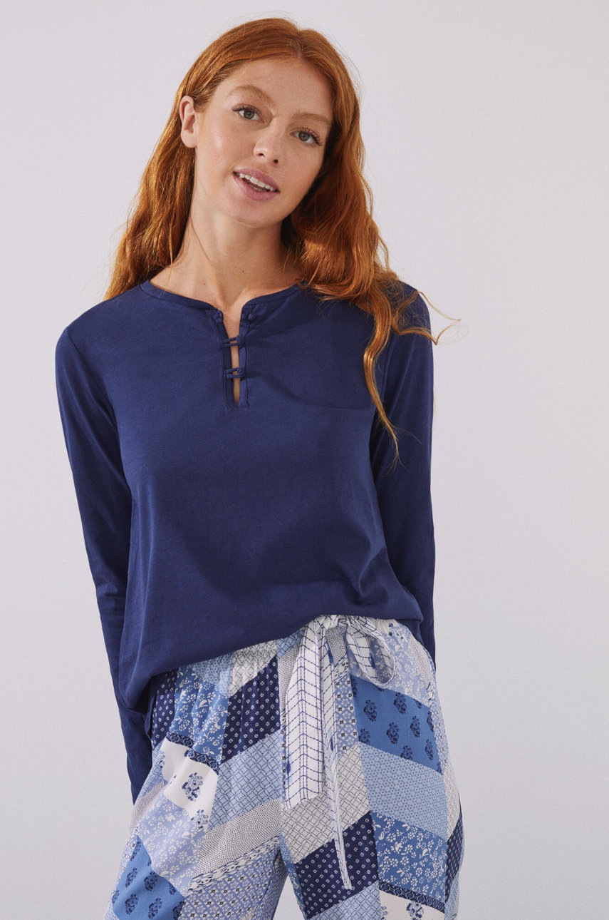 

Хлопковый пижамный лонгслив women'secret Mix & Match цвет синий хлопковая