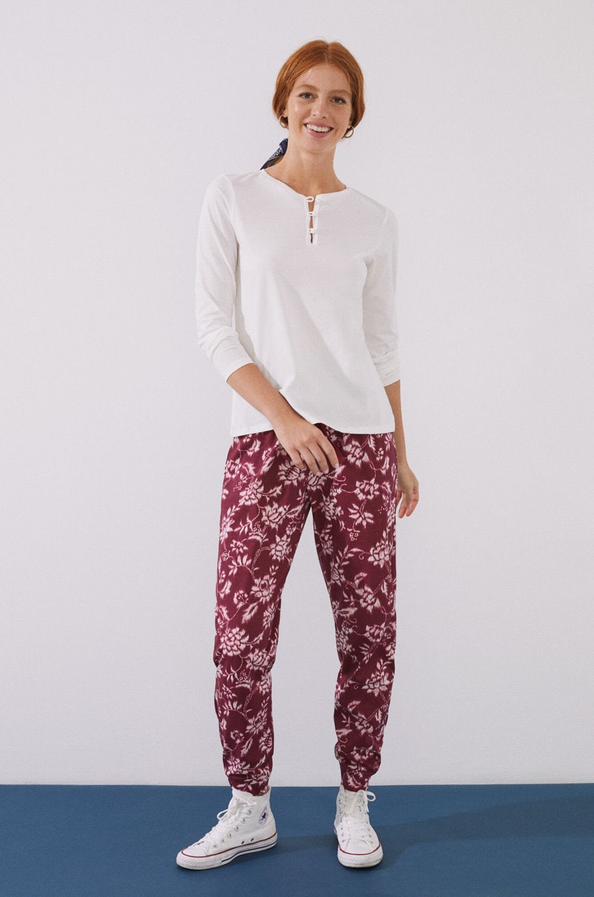 Women'secret camasa cu maneca lunga din bumbac mix & match culoarea alb, bumbac