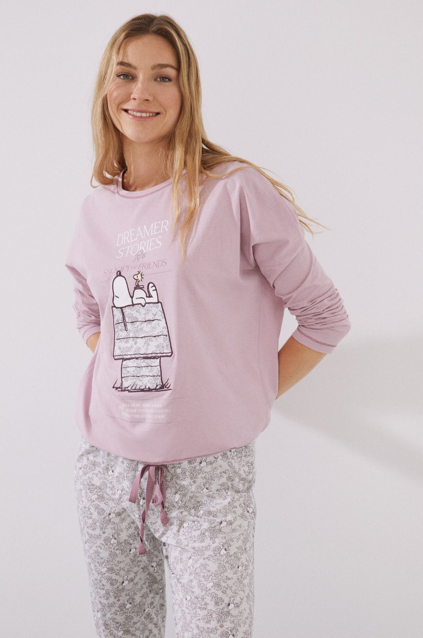 

Памучна пижама women'secret Snoopy в розово от памук, Розов