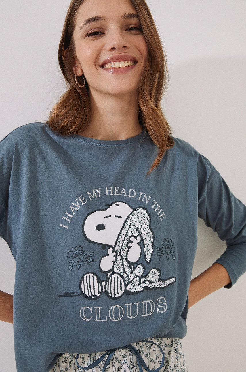 

Бавовняна піжама women'secret Snoopy колір синій з бавовни