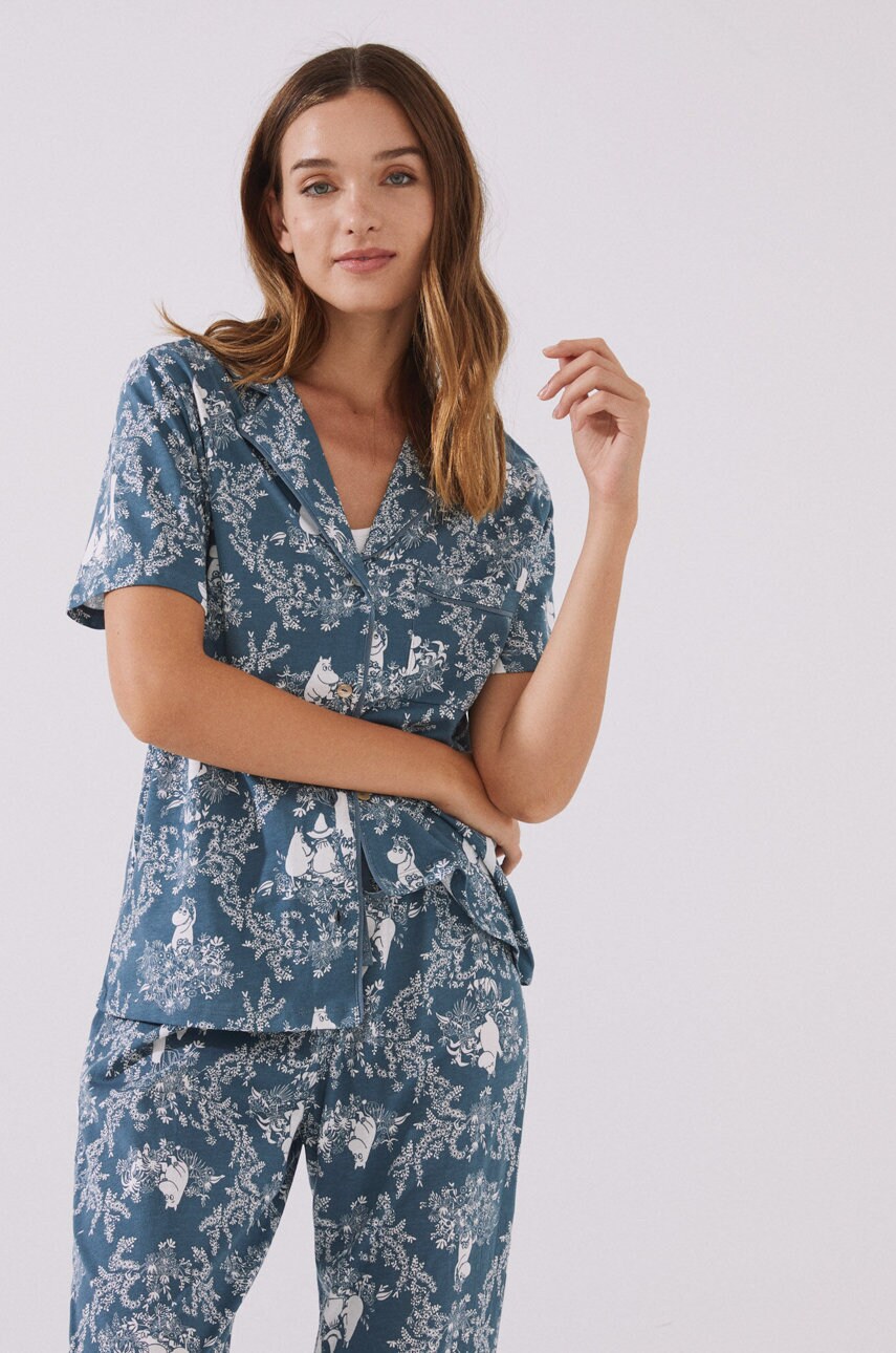 Women'secret pijamale de bumbac culoarea verde, bumbac