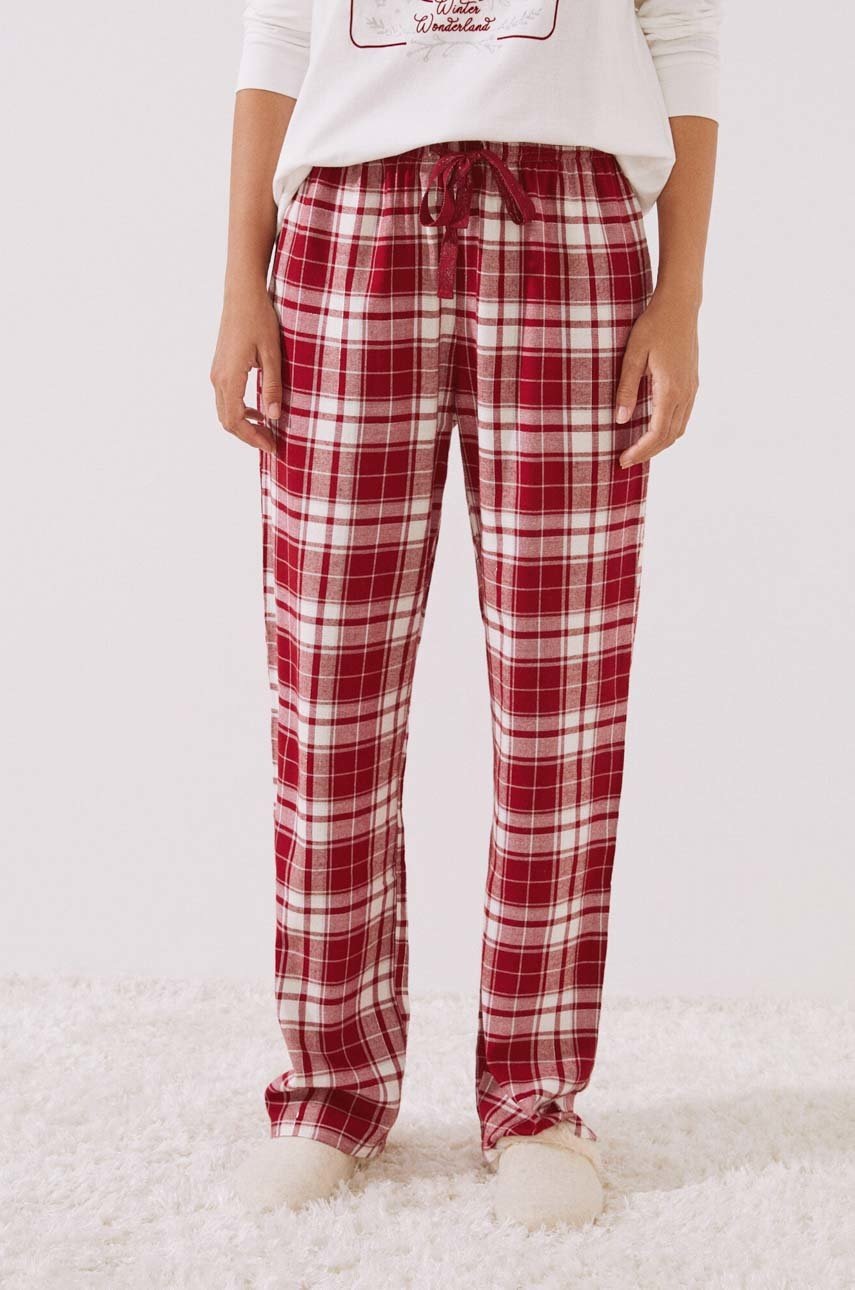 

Долнище на пижама women'secret Mix & Match Nordic Xmas дамско в червено, Червен