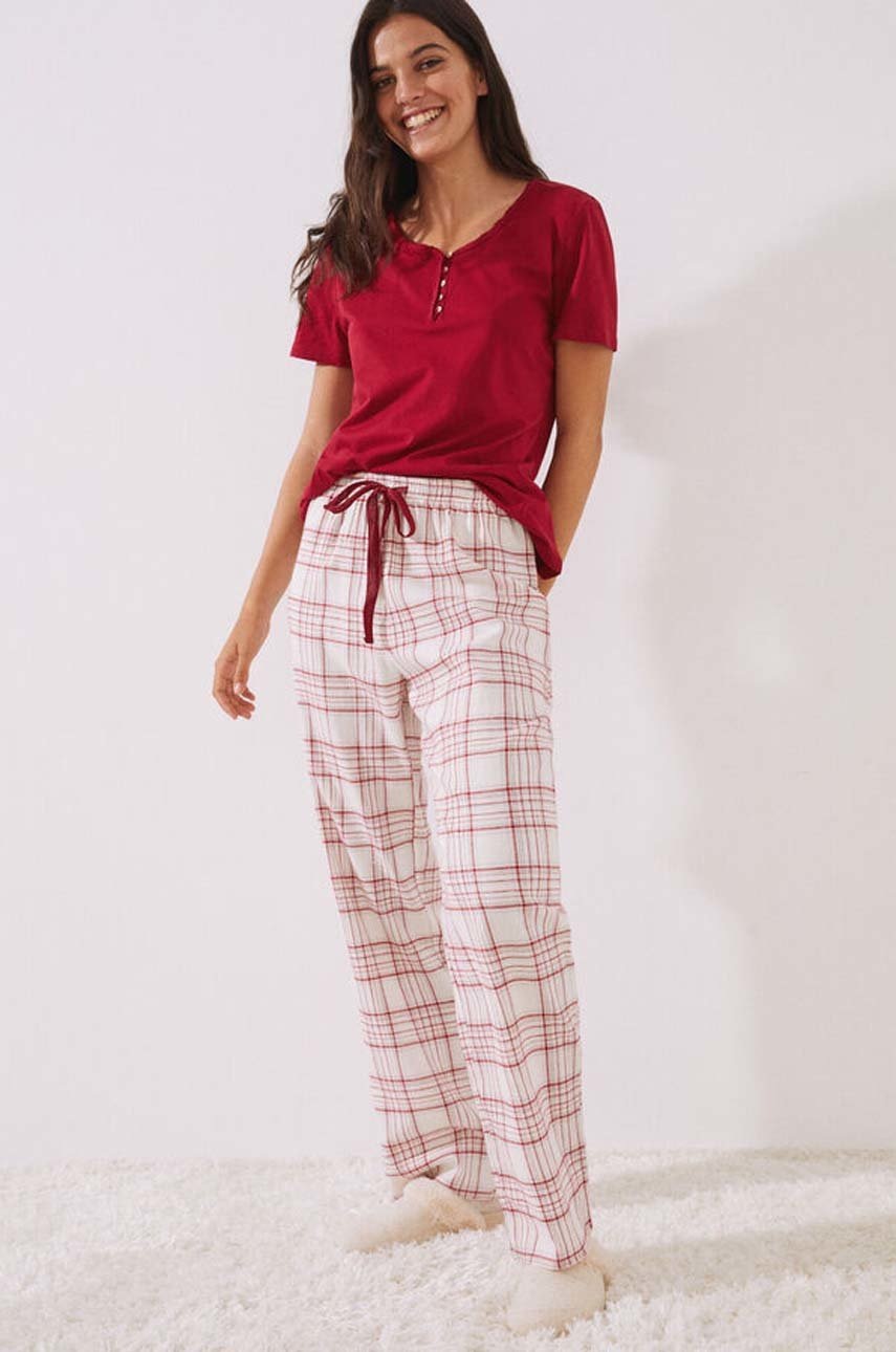 

Долнище на пижама women'secret Mix & Match Nordic Xmas дамско в бяло, Бял