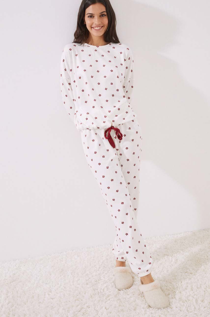 Women'secret piżama Nordic damska kolor biały