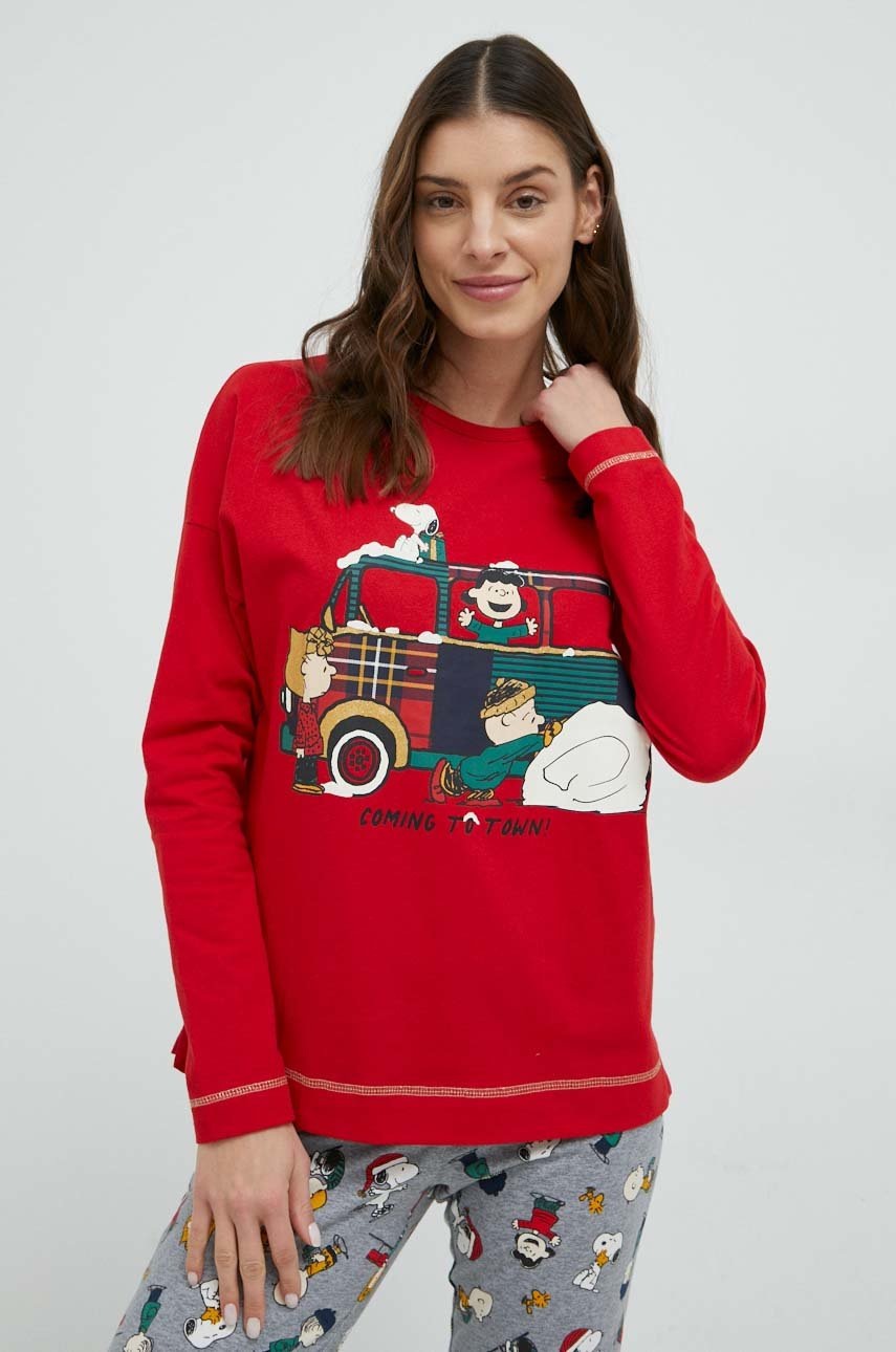 

Хлопковая пижама United Colors of Benetton Snoopy цвет красный хлопковая