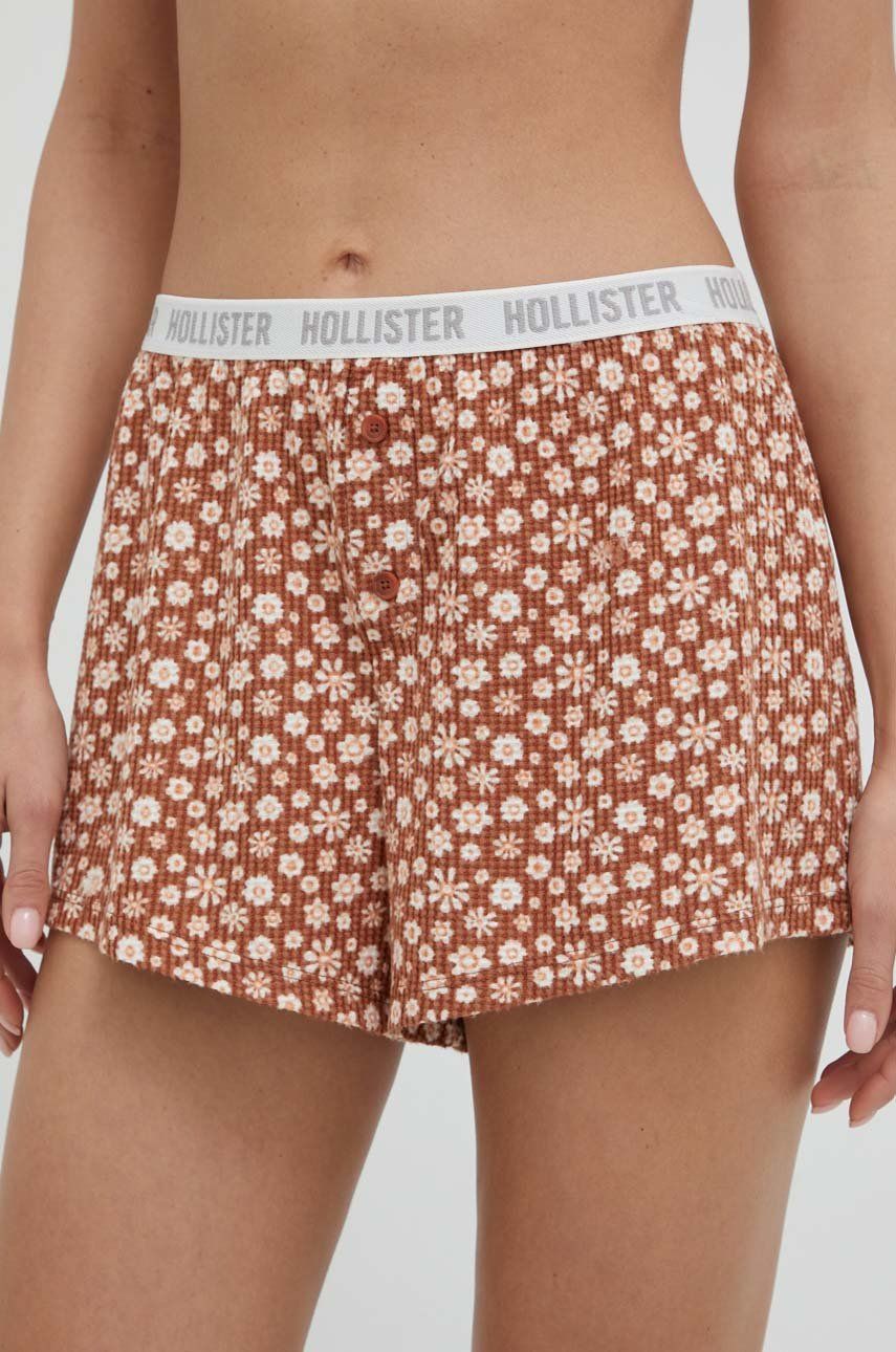 Hollister Co. szorty piżamowe damskie kolor brązowy