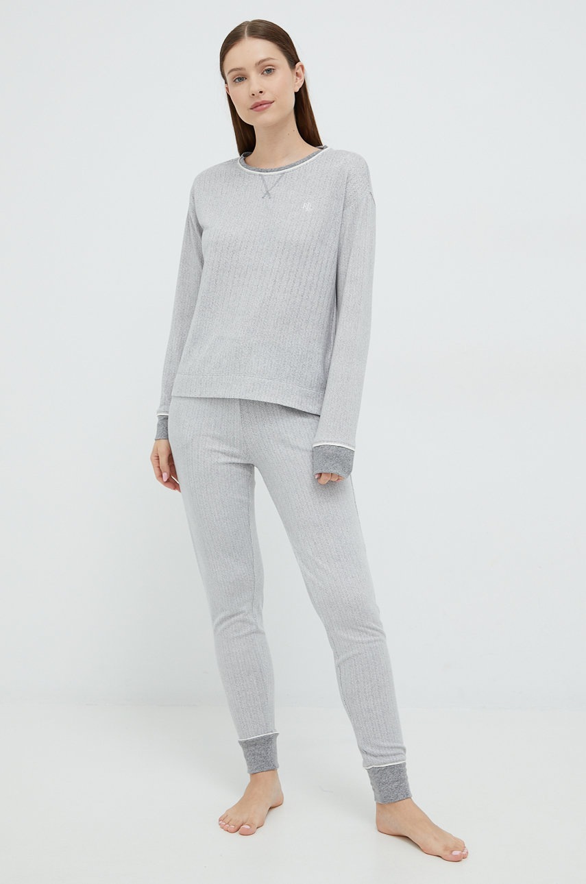 

Пижама Lauren Ralph Lauren дамска в сиво, Сив