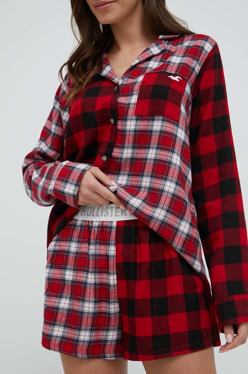 Hollister co. pantaloni scurti de pijama femei, culoarea rosu